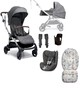 Airo 6 Piece Grey Essentials Bundle with Grey Sirona Car Seat- Black with Rose Gold Frame 